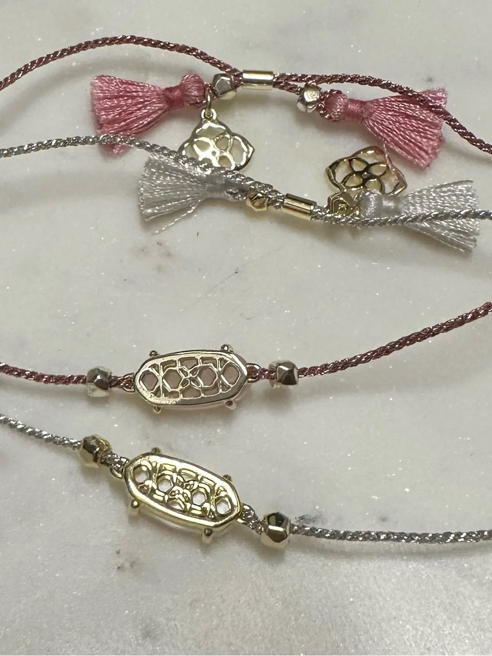 Two - Kendra Scott Everlyne pink and ivory Cord Friendship Bracelets
